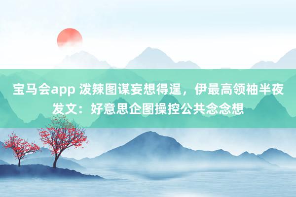 宝马会app 泼辣图谋妄想得逞，伊最高领袖半夜发文：好意思企图操控公共念念想