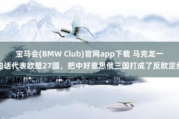 宝马会(BMW Club)官网app下载 马克龙一句话代表欧盟27国，把中好意思俄三国打成了反欧定约