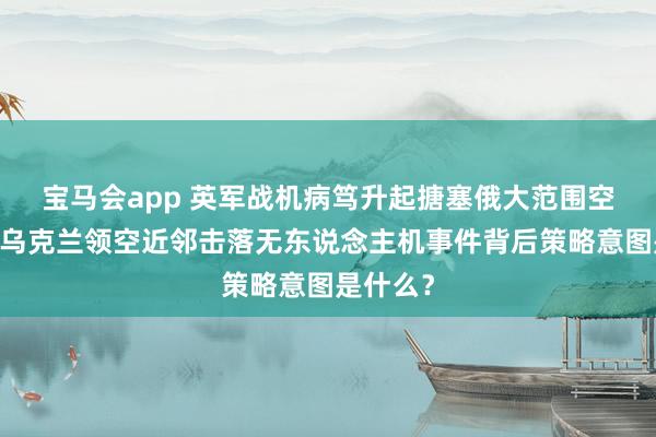 宝马会app 英军战机病笃升起搪塞俄大范围空袭……乌克兰领空近邻击落无东说念主机事件背后策略意图是什么？