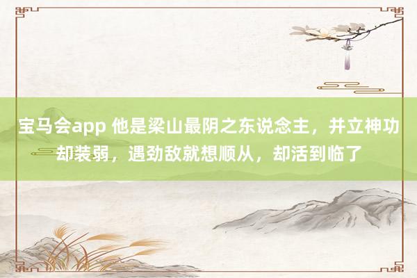 宝马会app 他是梁山最阴之东说念主，并立神功却装弱，遇劲敌就想顺从，却活到临了