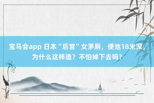 宝马会app 日本“后宫”女茅厕，便池18米深，为什么这样造？不怕掉下去吗？