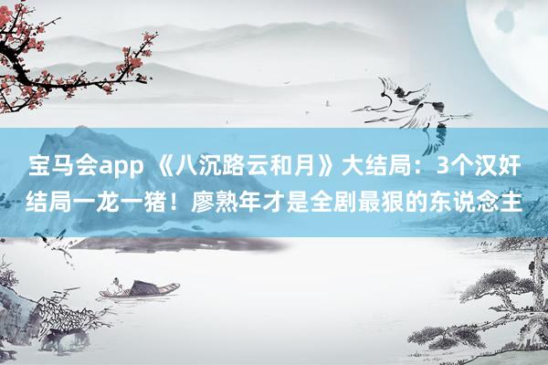 宝马会app 《八沉路云和月》大结局：3个汉奸结局一龙一猪！廖熟年才是全剧最狠的东说念主