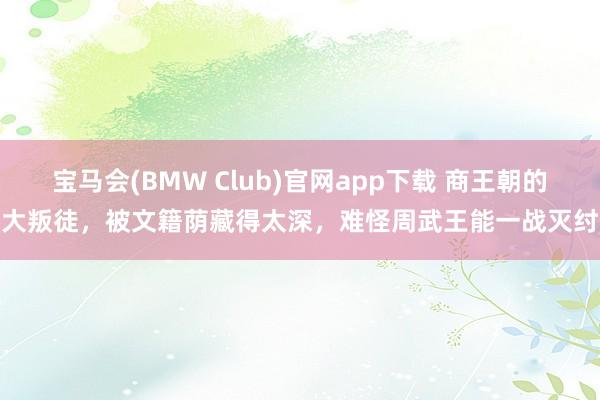 宝马会(BMW Club)官网app下载 商王朝的大叛徒，被文籍荫藏得太深，难怪周武王能一战灭纣