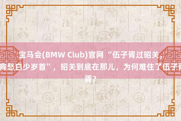 宝马会(BMW Club)官网 “伍子胥过昭关，通宵愁白少岁首”，昭关到底在那儿，为何难住了伍子胥？