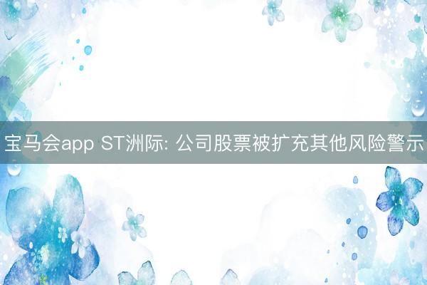 宝马会app ST洲际: 公司股票被扩充其他风险警示
