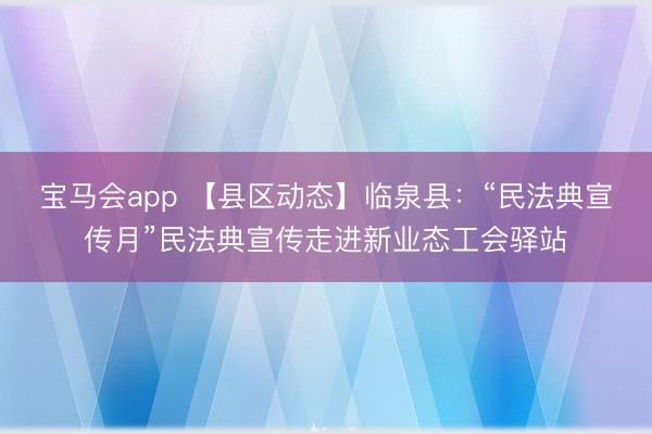 宝马会app 【县区动态】临泉县：“民法典宣传月”民法典宣传走进新业态工会驿站